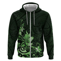 Matariki New Zealand Hoodie Maori Pattern Green Galaxy