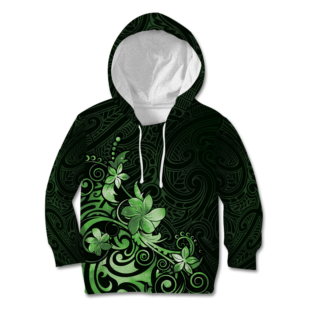 Matariki New Zealand Kid Hoodie Maori Pattern Green Galaxy LT05 Hoodie Green - Polynesian Pride