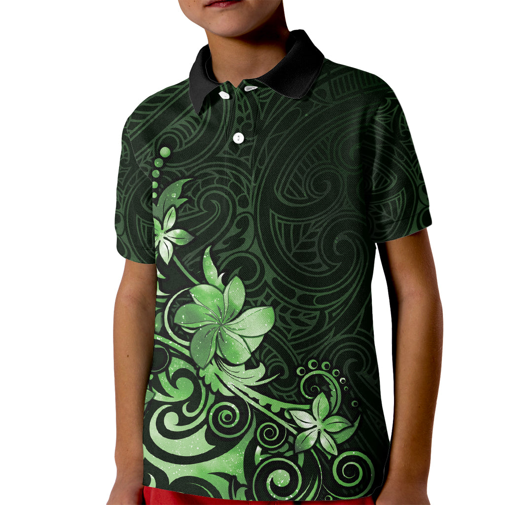 Matariki New Zealand Kid Polo Shirt Maori Pattern Green Galaxy