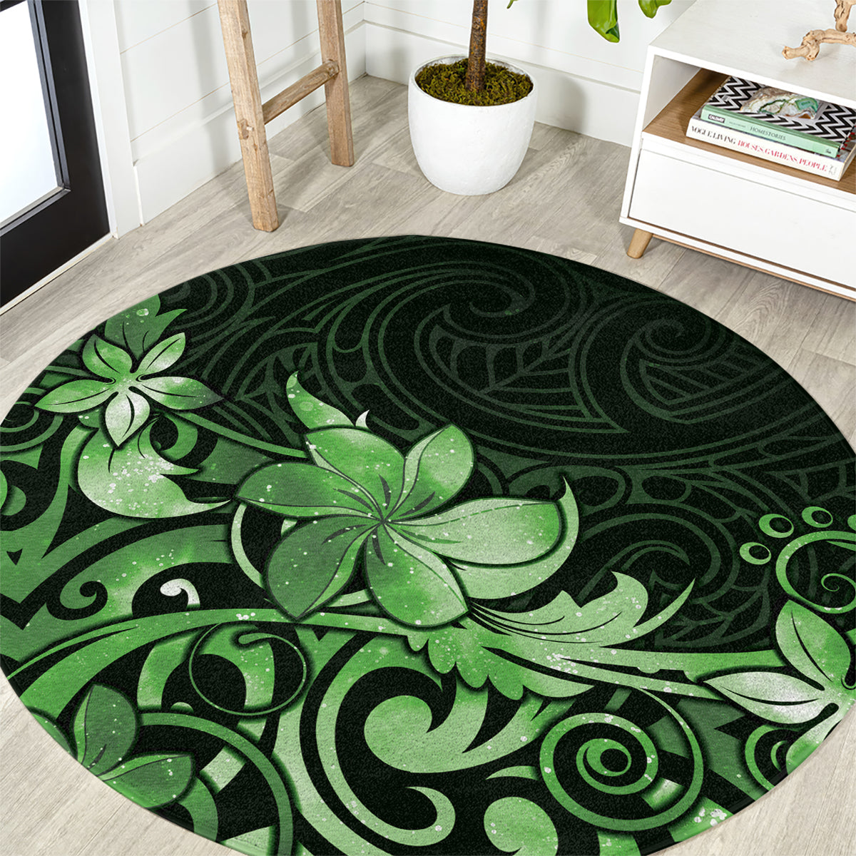 Matariki New Zealand Round Carpet Maori Pattern Green Galaxy