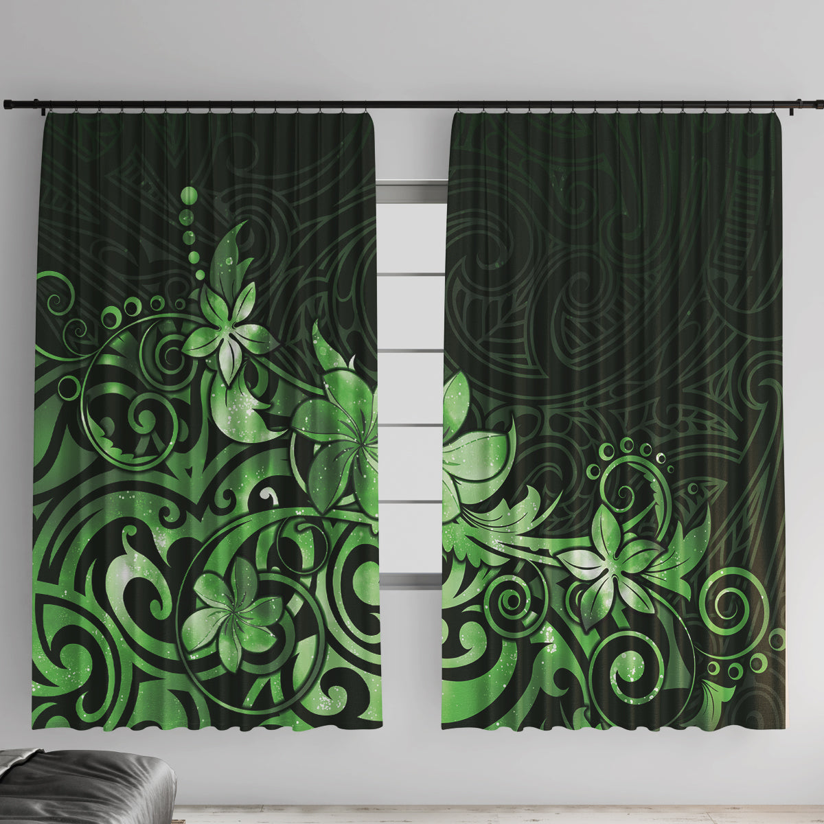 Matariki New Zealand Window Curtain Maori Pattern Green Galaxy