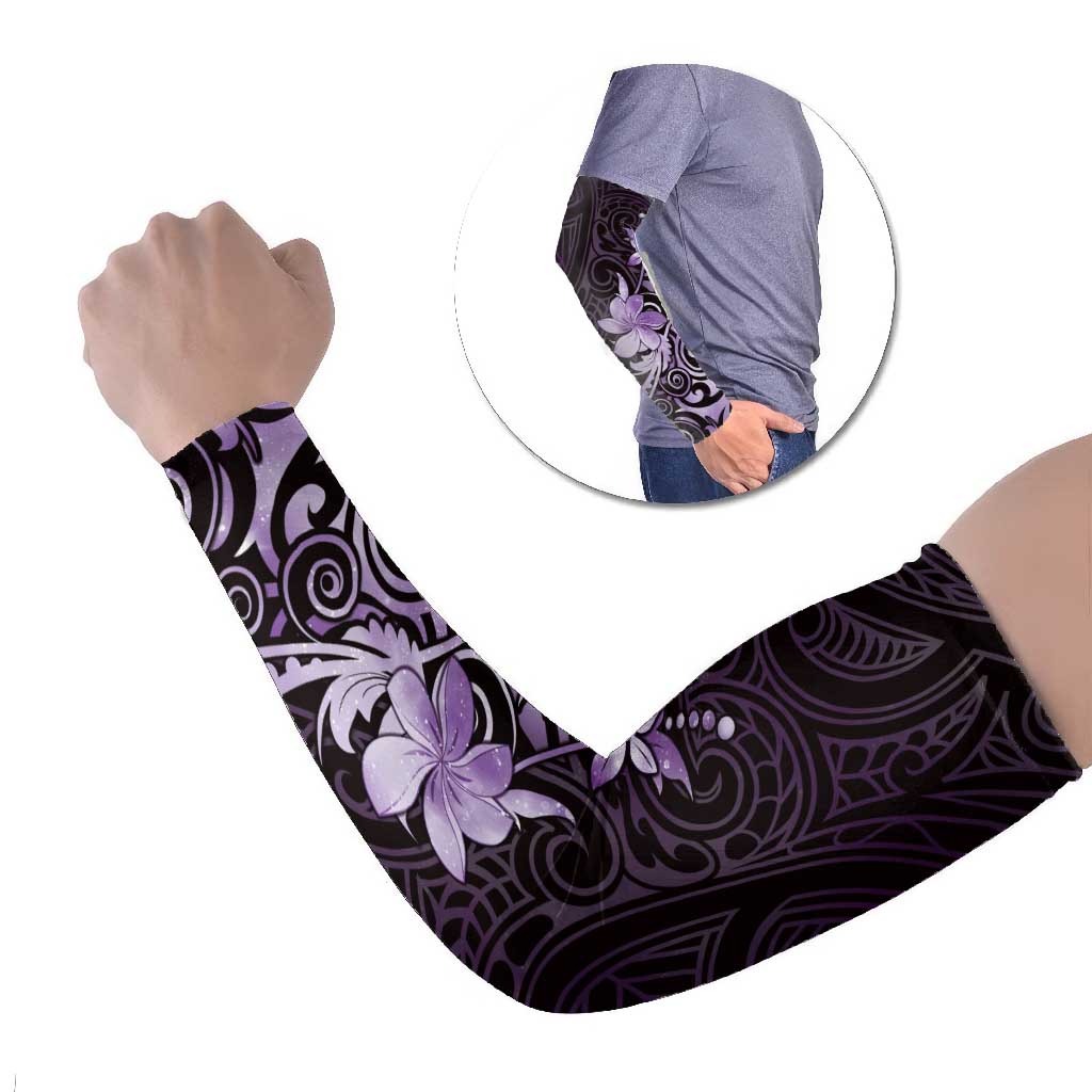 Matariki New Zealand Arm Sleeves Maori Pattern Purple Galaxy - Polynesian Pride