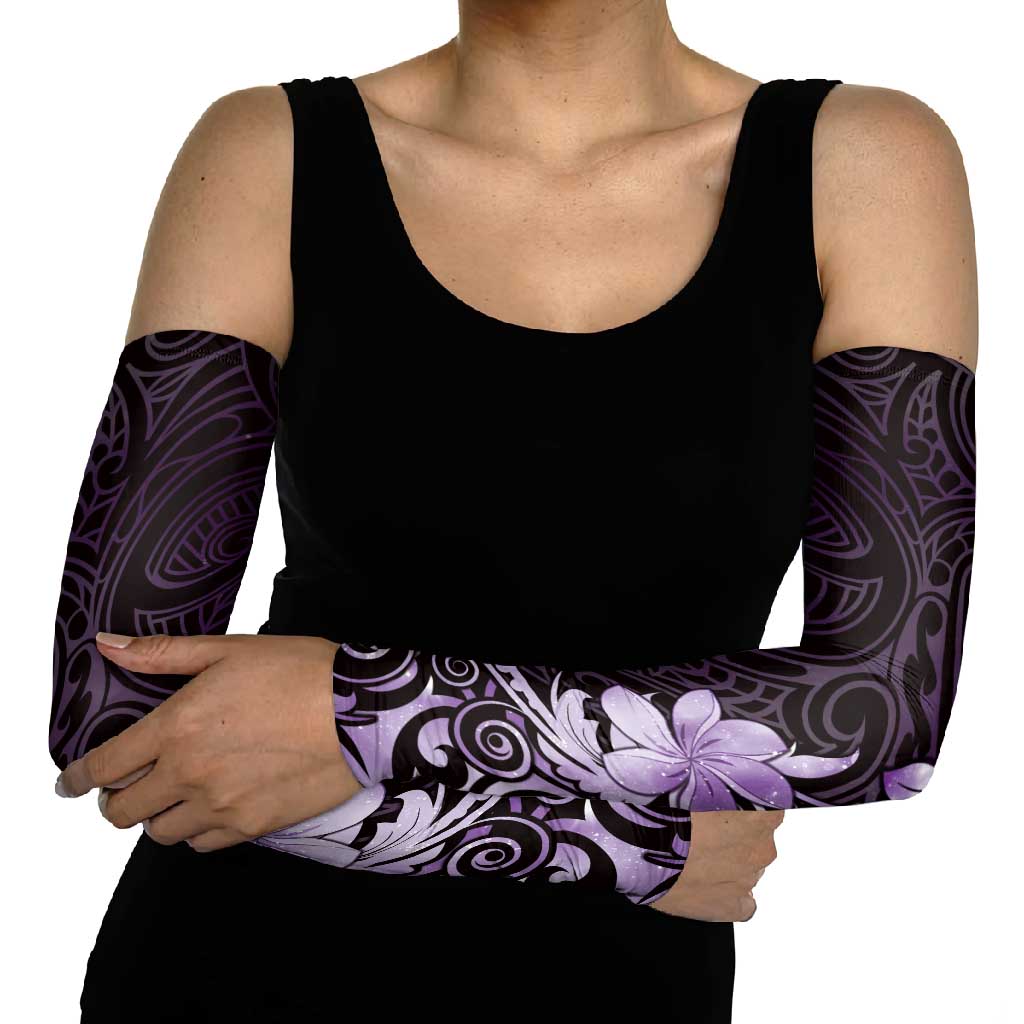 Matariki New Zealand Arm Sleeves Maori Pattern Purple Galaxy - Polynesian Pride