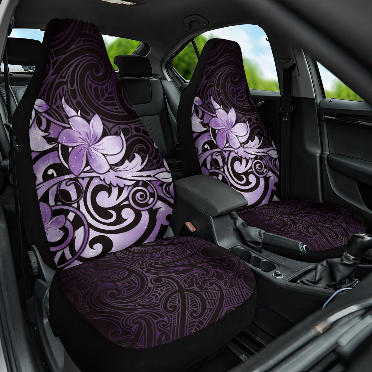 Matariki New Zealand Car Seat Cover Maori Pattern Purple Galaxy