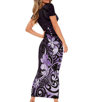 Matariki New Zealand Family Matching Short Sleeve Bodycon Dress and Hawaiian Shirt Maori Pattern Purple Galaxy