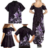 Matariki New Zealand Family Matching Summer Maxi Dress and Hawaiian Shirt Maori Pattern Purple Galaxy