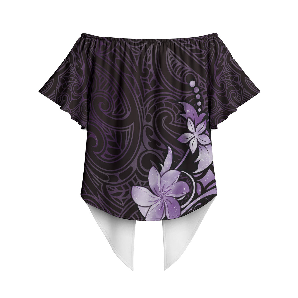 Matariki New Zealand Off Shoulder Wrap Waist Top Maori Pattern Purple Galaxy LT05 - Polynesian Pride