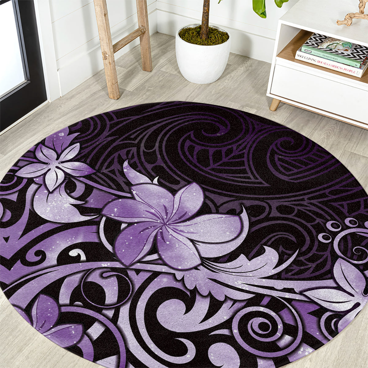 Matariki New Zealand Round Carpet Maori Pattern Purple Galaxy