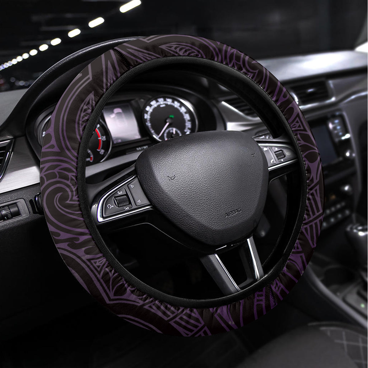 Matariki New Zealand Steering Wheel Cover Maori Pattern Purple Galaxy LT05 Universal Fit Purple - Polynesian Pride