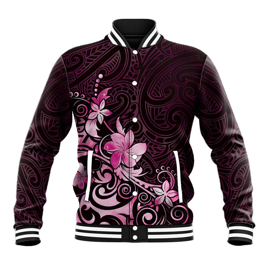Matariki New Zealand Baseball Jacket Maori Pattern Pink Galaxy LT05 Unisex Pink - Polynesian Pride