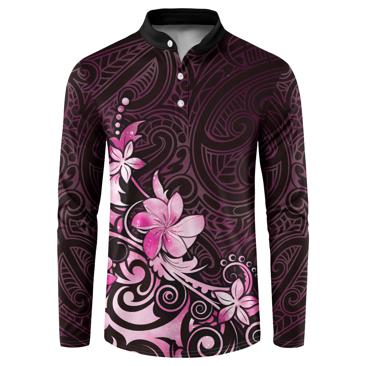 Matariki New Zealand Button Sweatshirt Maori Pattern Pink Galaxy LT05 Pink - Polynesian Pride