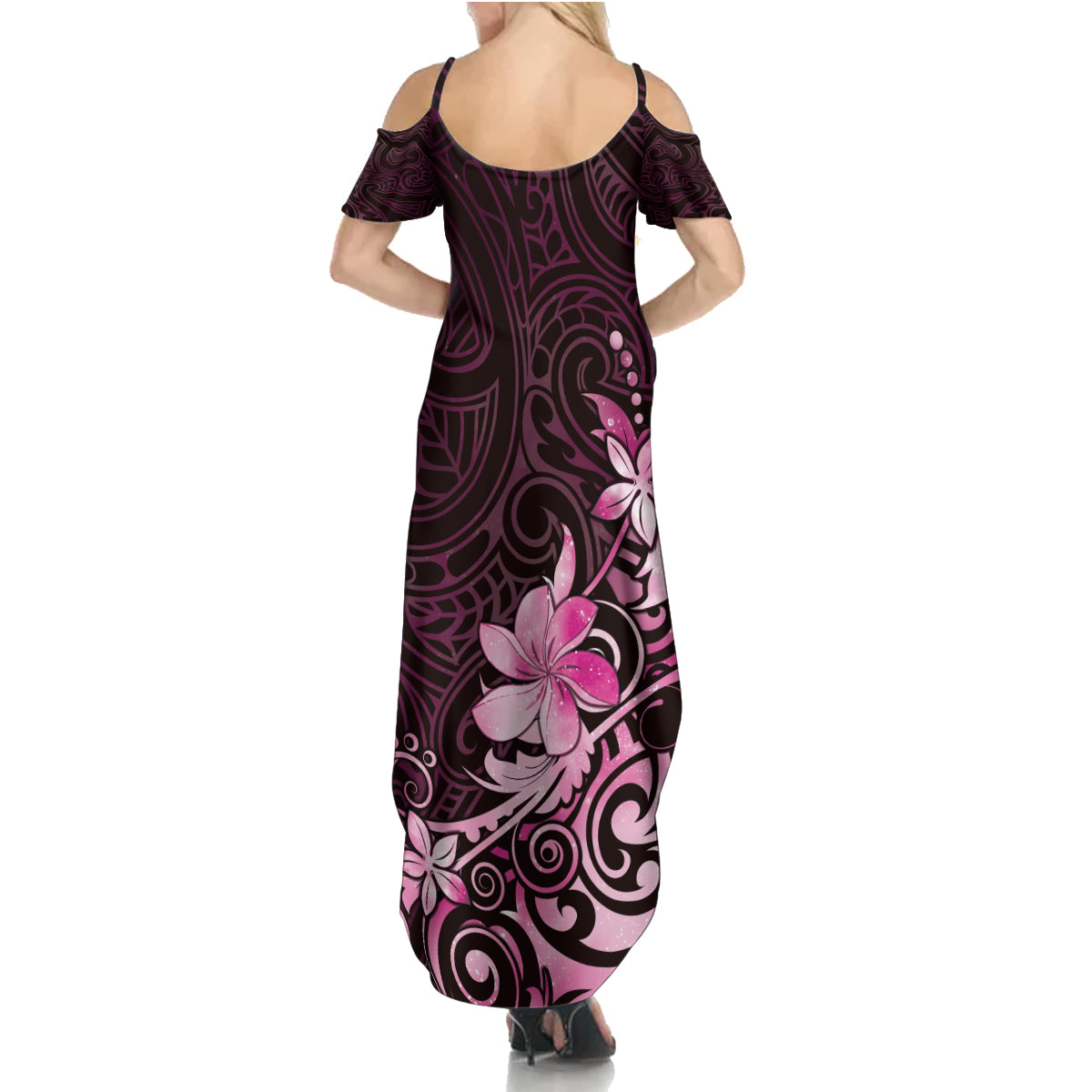 Matariki New Zealand Family Matching Summer Maxi Dress and Hawaiian Shirt Maori Pattern Pink Galaxy