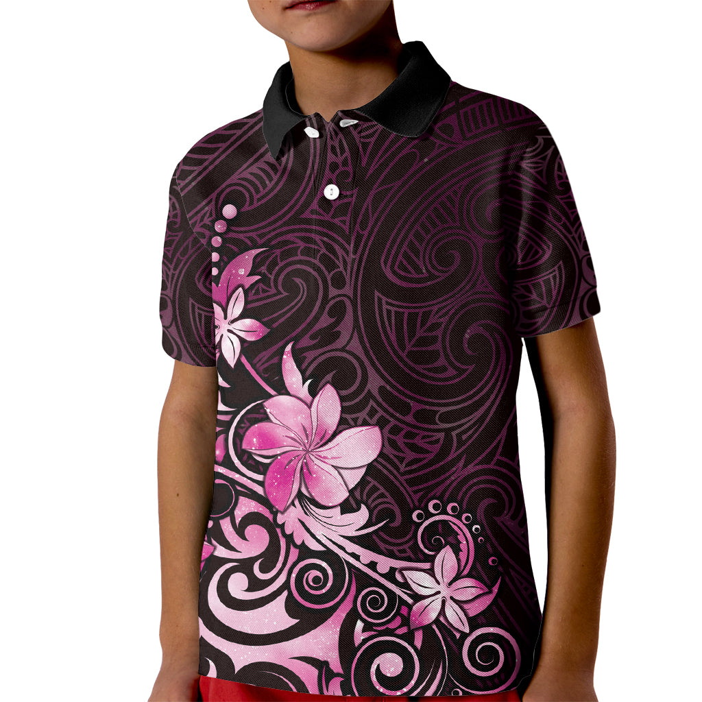 Matariki New Zealand Kid Polo Shirt Maori Pattern Pink Galaxy