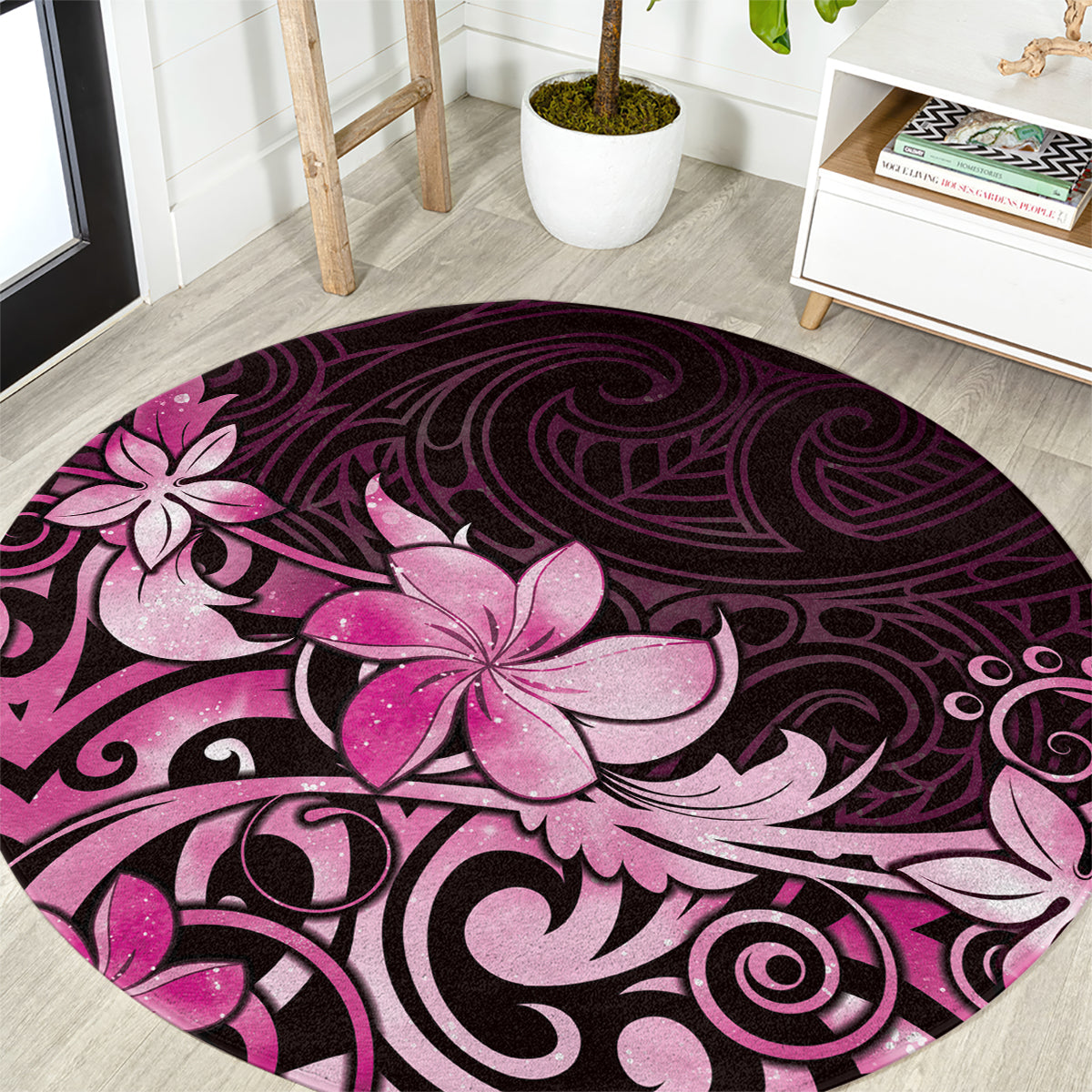 Matariki New Zealand Round Carpet Maori Pattern Pink Galaxy