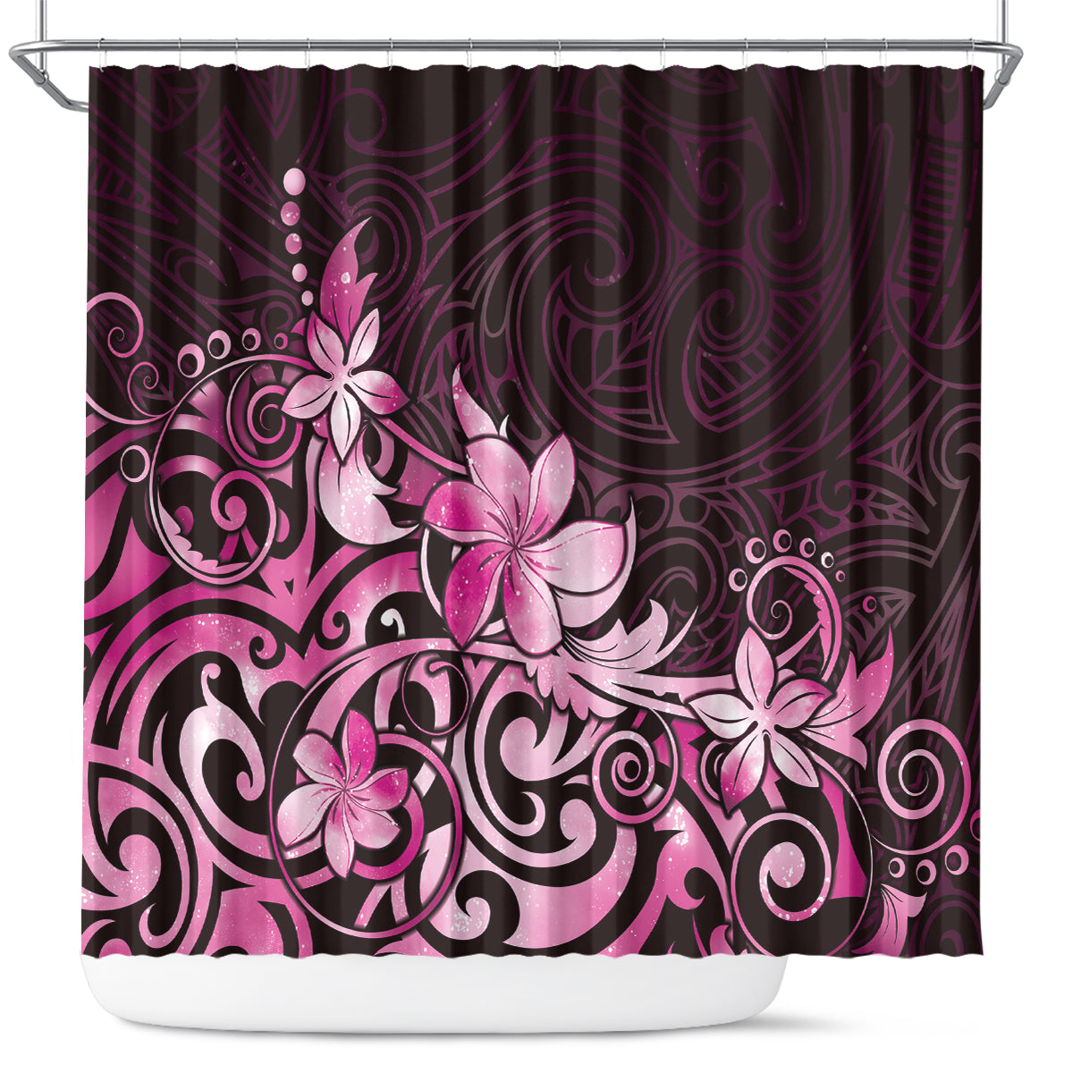 Matariki New Zealand Shower Curtain Maori Pattern Pink Galaxy