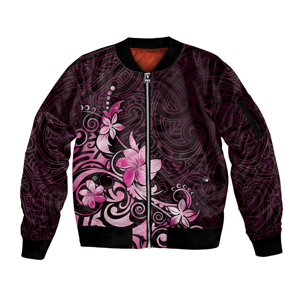 Matariki New Zealand Sleeve Zip Bomber Jacket Maori Pattern Pink Galaxy LT05 Unisex Pink - Polynesian Pride