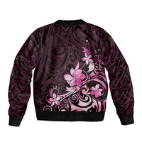 Matariki New Zealand Sleeve Zip Bomber Jacket Maori Pattern Pink Galaxy