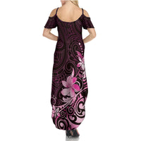 Matariki New Zealand Summer Maxi Dress Maori Pattern Pink Galaxy