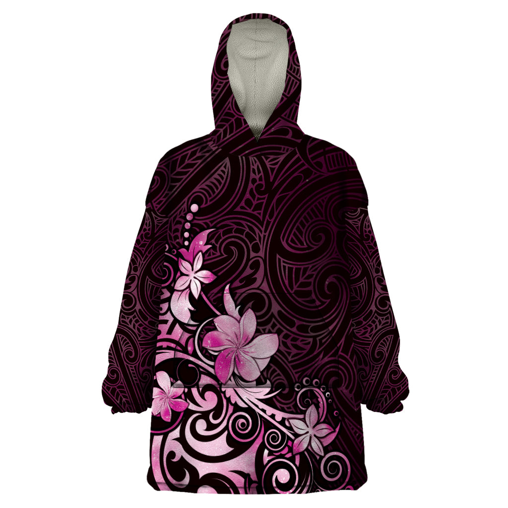 Matariki New Zealand Wearable Blanket Hoodie Maori Pattern Pink Galaxy LT05 One Size Pink - Polynesian Pride