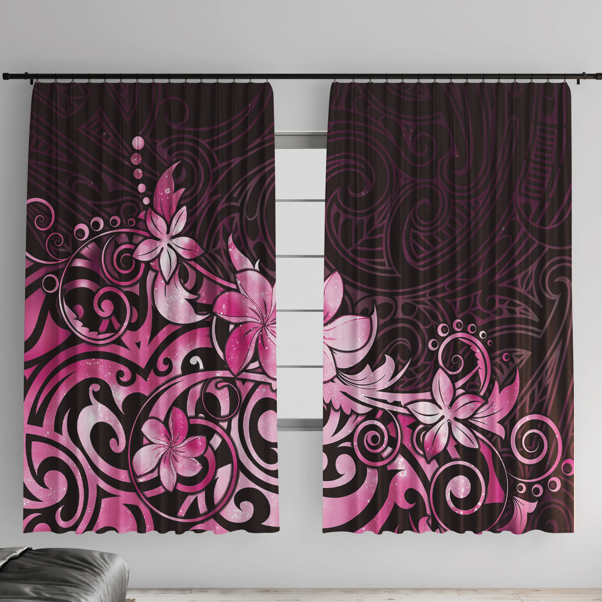 Matariki New Zealand Window Curtain Maori Pattern Pink Galaxy LT05 With Hooks Pink - Polynesian Pride