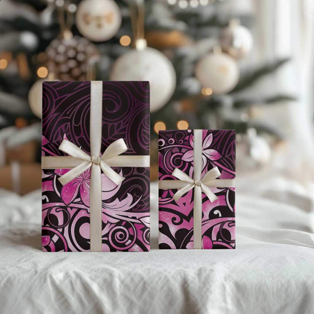 Matariki New Zealand Wrapping Paper Maori Pattern Pink Galaxy - Polynesian Pride
