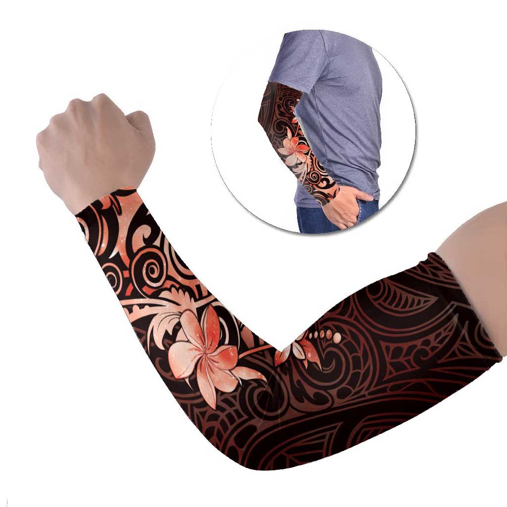 Matariki New Zealand Arm Sleeves Maori Pattern Red Galaxy - Polynesian Pride