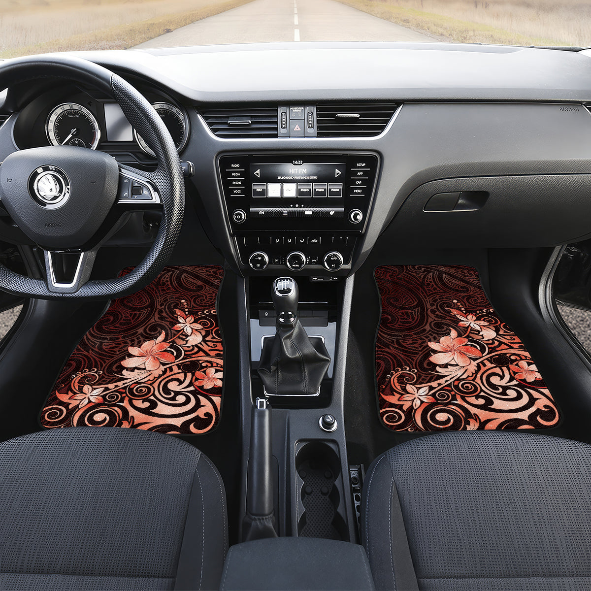 Matariki New Zealand Car Mats Maori Pattern Red Galaxy LT05 Set 2pcs - Front Red - Polynesian Pride