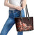 Matariki New Zealand Leather Tote Bag Maori Pattern Red Galaxy