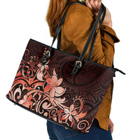 Matariki New Zealand Leather Tote Bag Maori Pattern Red Galaxy