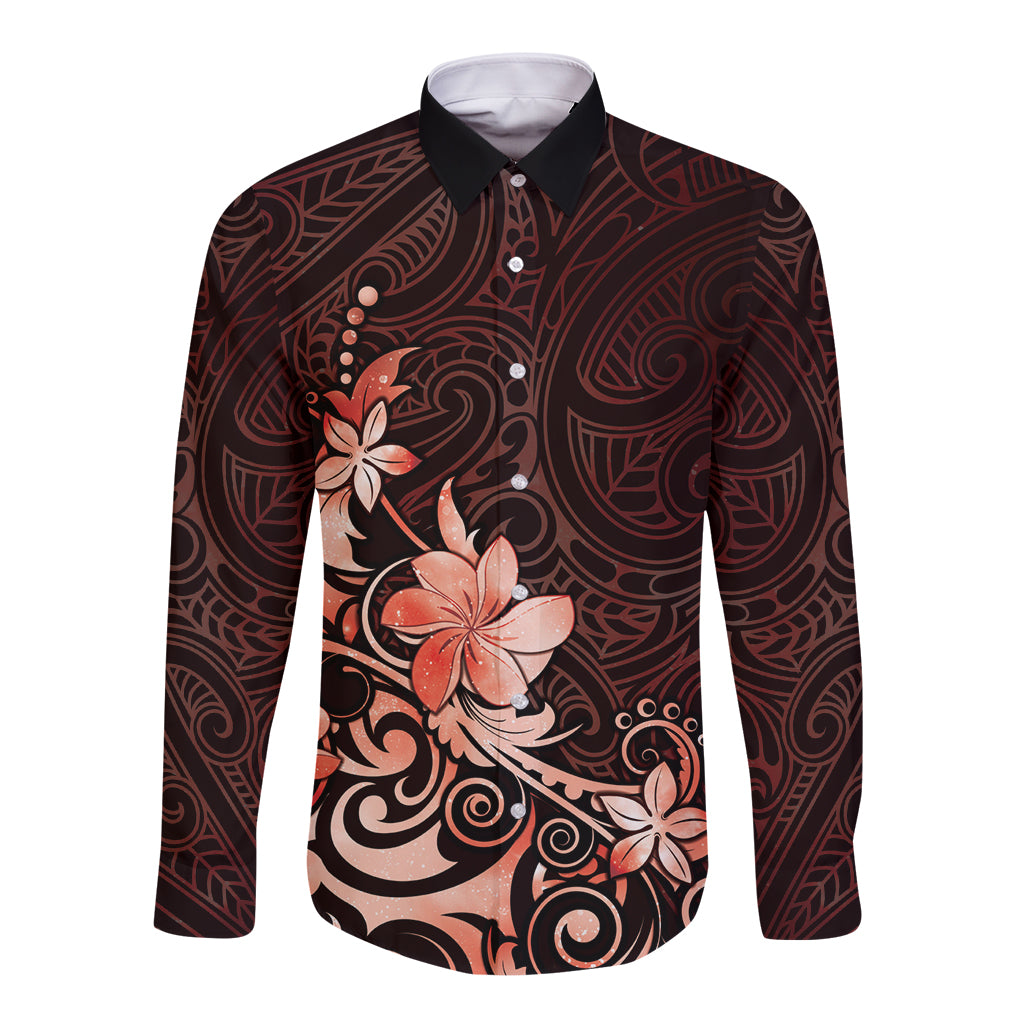 Matariki New Zealand Long Sleeve Button Shirt Maori Pattern Red Galaxy LT05 Unisex Red - Polynesian Pride