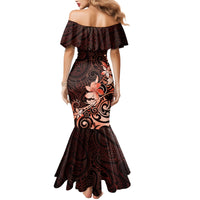 Matariki New Zealand Mermaid Dress Maori Pattern Red Galaxy