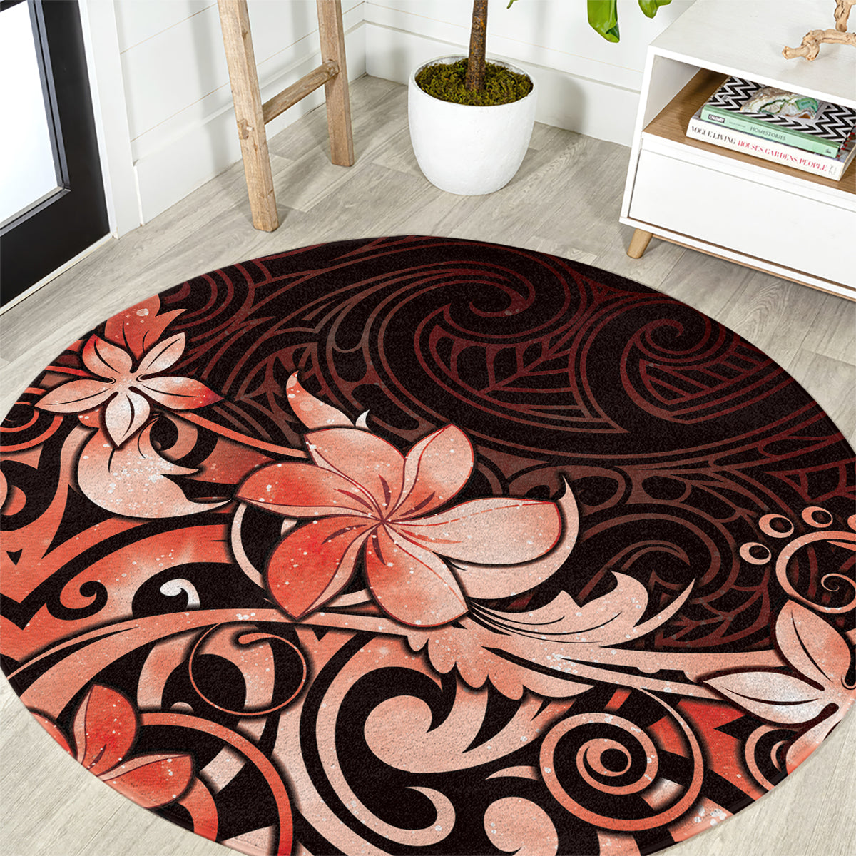 Matariki New Zealand Round Carpet Maori Pattern Red Galaxy