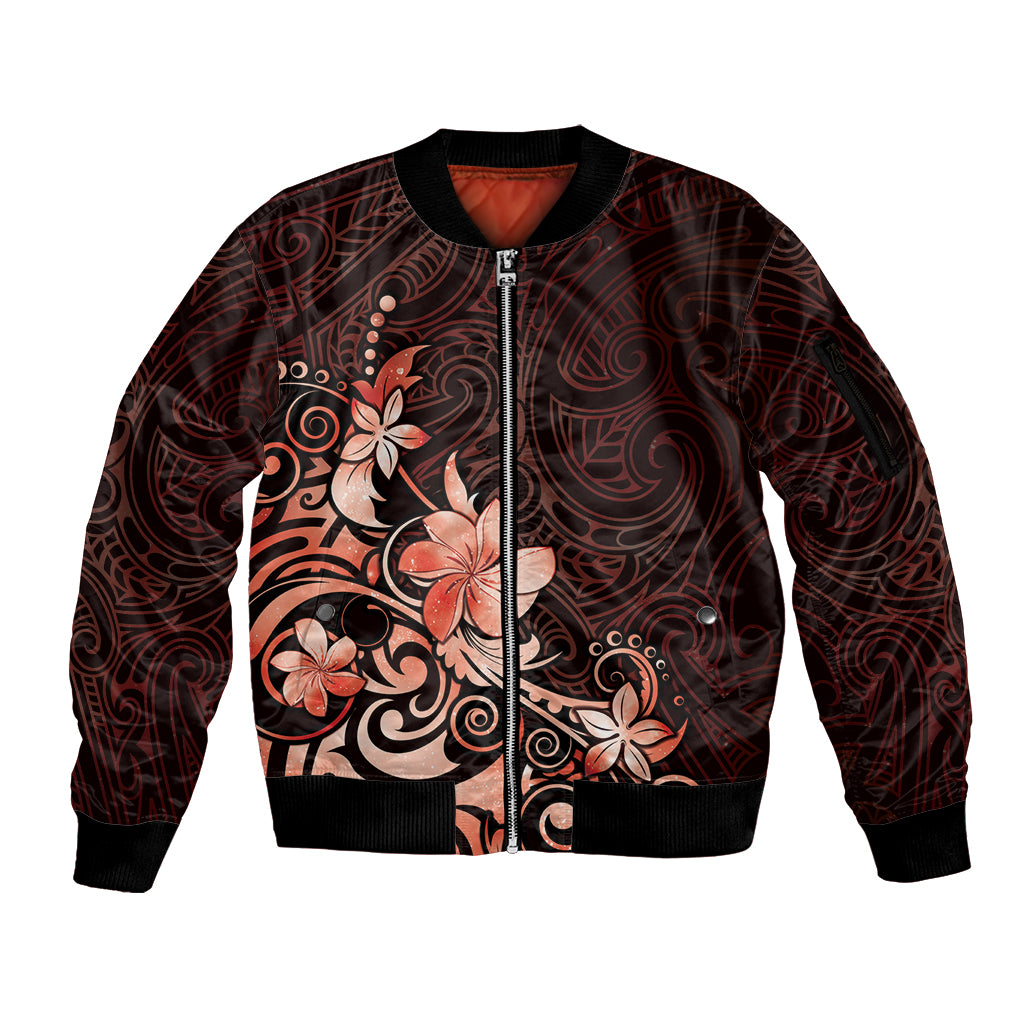 Matariki New Zealand Sleeve Zip Bomber Jacket Maori Pattern Red Galaxy LT05 Unisex Red - Polynesian Pride
