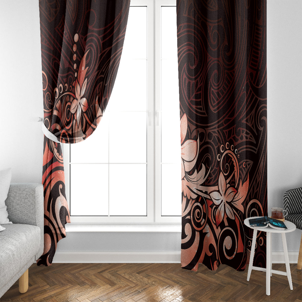 Matariki New Zealand Window Curtain Maori Pattern Red Galaxy LT05 - Polynesian Pride