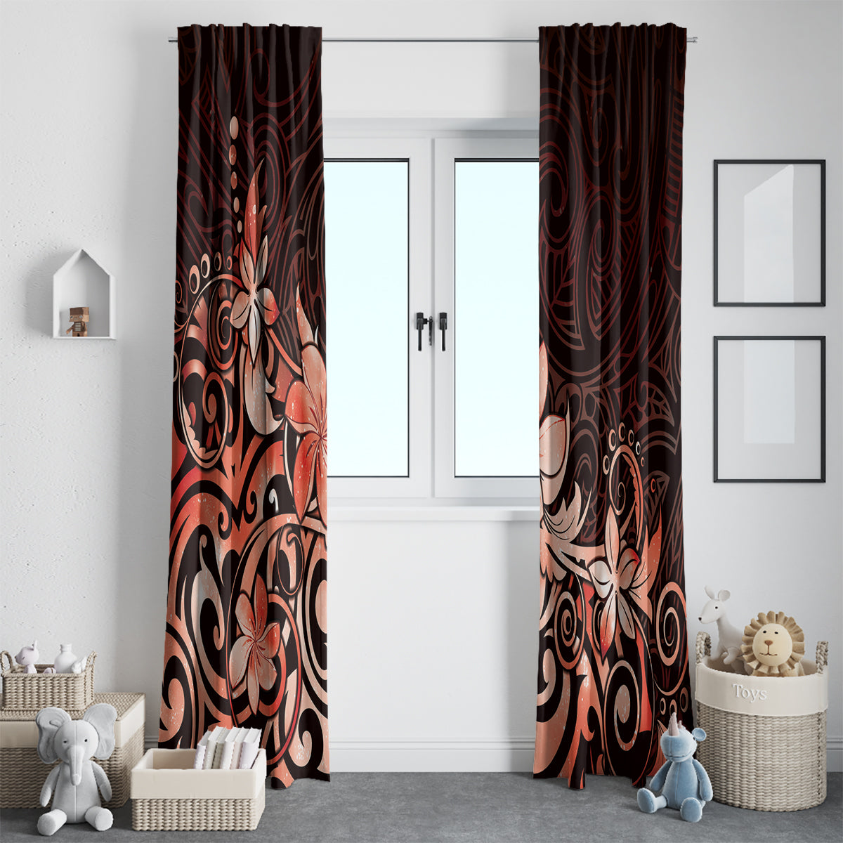 Matariki New Zealand Window Curtain Maori Pattern Red Galaxy LT05 - Polynesian Pride