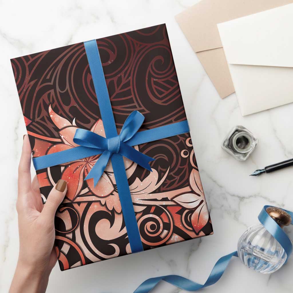 Matariki New Zealand Wrapping Paper Maori Pattern Red Galaxy - Polynesian Pride
