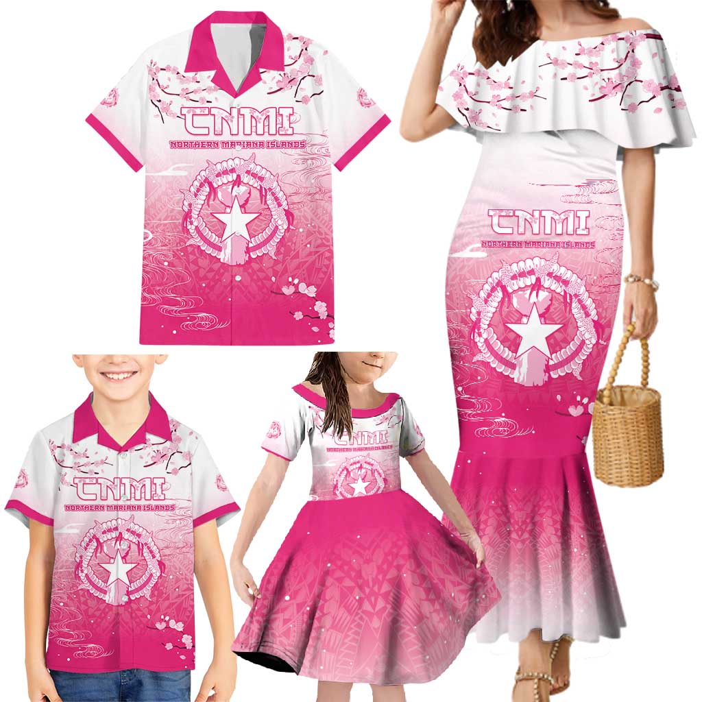 Personalized Sakura Marianas Family Matching Mermaid Dress and Hawaiian Shirt CNMI Seal