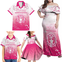 Personalized Sakura Marianas Family Matching Off Shoulder Maxi Dress and Hawaiian Shirt CNMI Seal