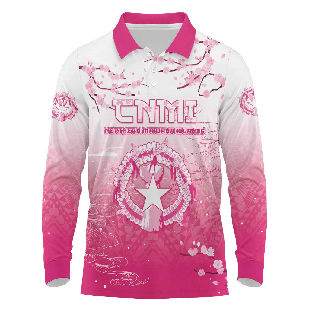 Personalized Sakura Marianas Long Sleeve Polo Shirt CNMI Seal