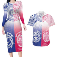 Custom Northern Mariana Islands And Japan Together Couples Matching Long Sleeve Bodycon Dress and Hawaiian Shirt