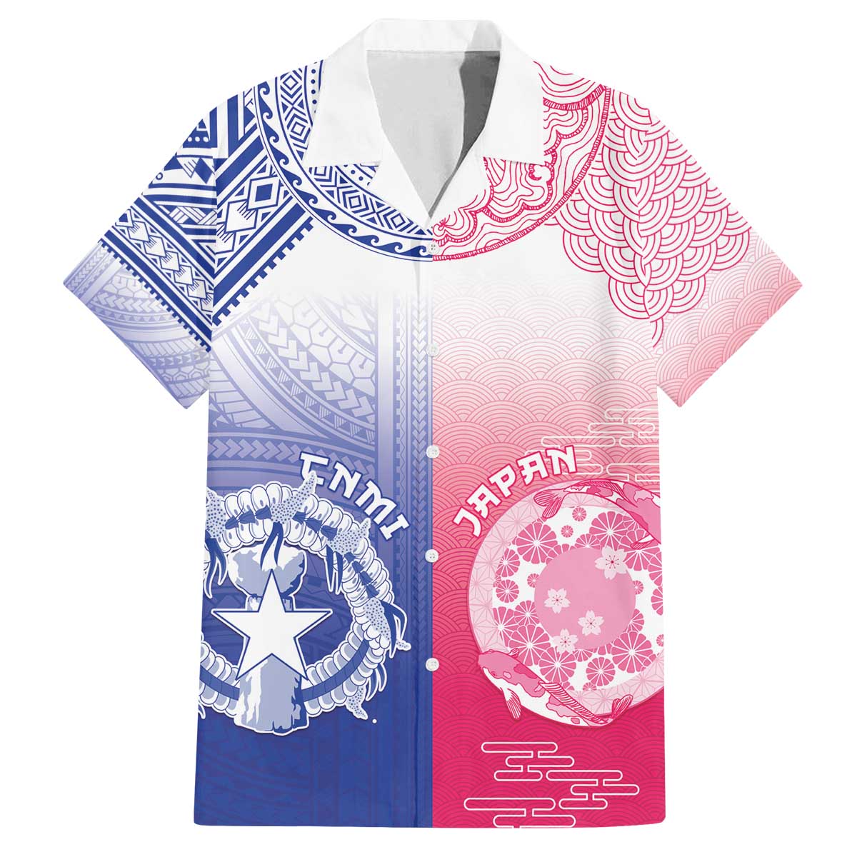 Custom Northern Mariana Islands And Japan Together Family Matching Off The Shoulder Long Sleeve Dress and Hawaiian Shirt