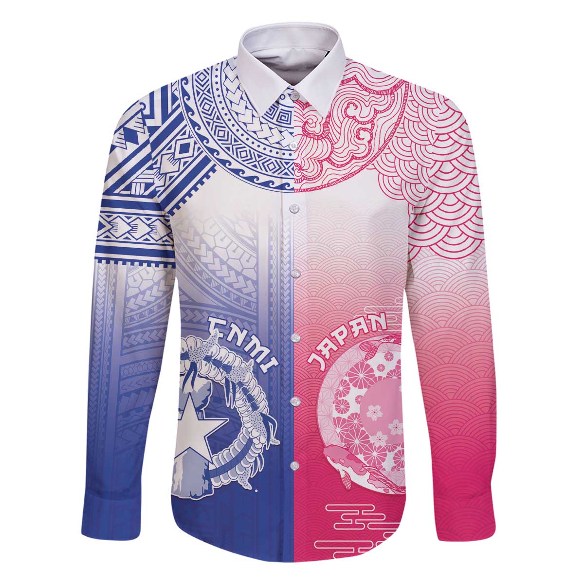Custom Northern Mariana Islands And Japan Together Family Matching Off The Shoulder Long Sleeve Dress and Hawaiian Shirt