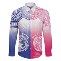 Custom Northern Mariana Islands And Japan Together Family Matching Off The Shoulder Long Sleeve Dress and Hawaiian Shirt