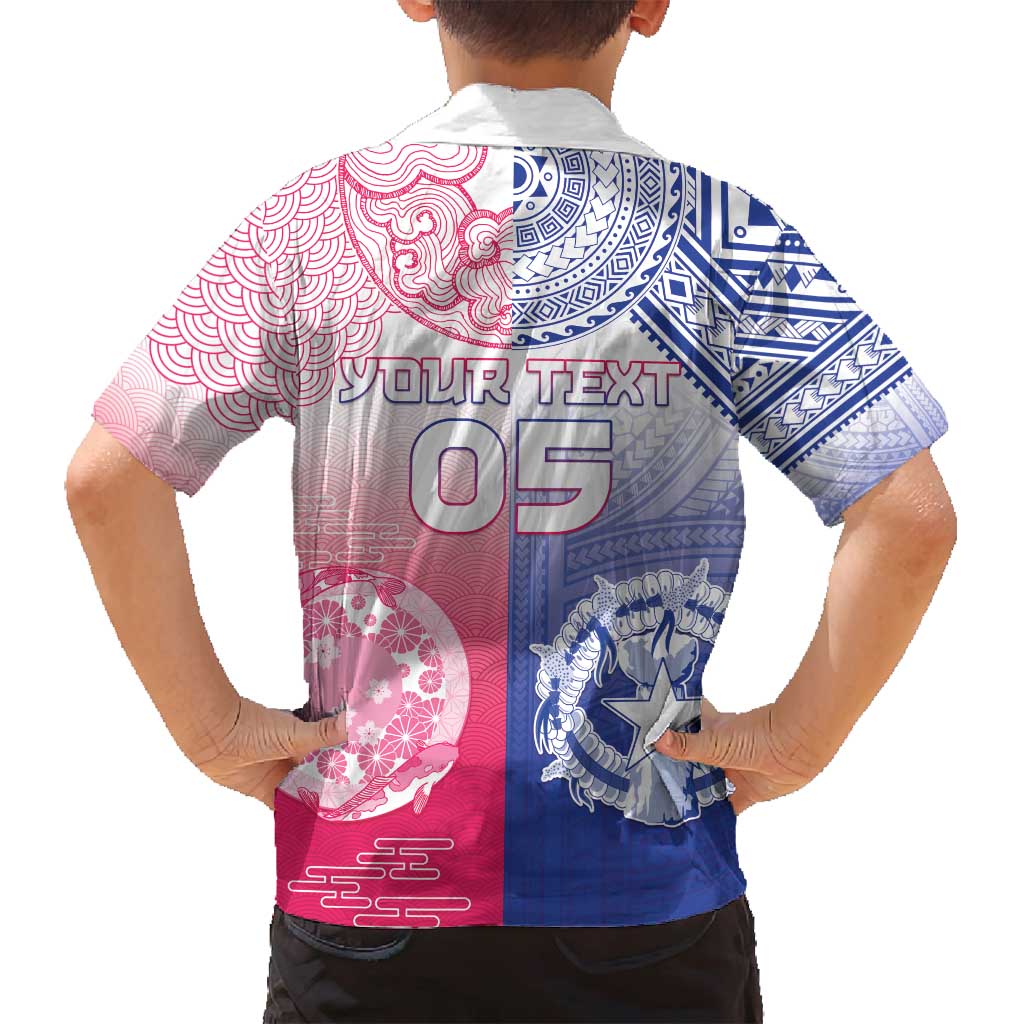 Custom Northern Mariana Islands And Japan Together Family Matching Off Shoulder Short Dress and Hawaiian Shirt