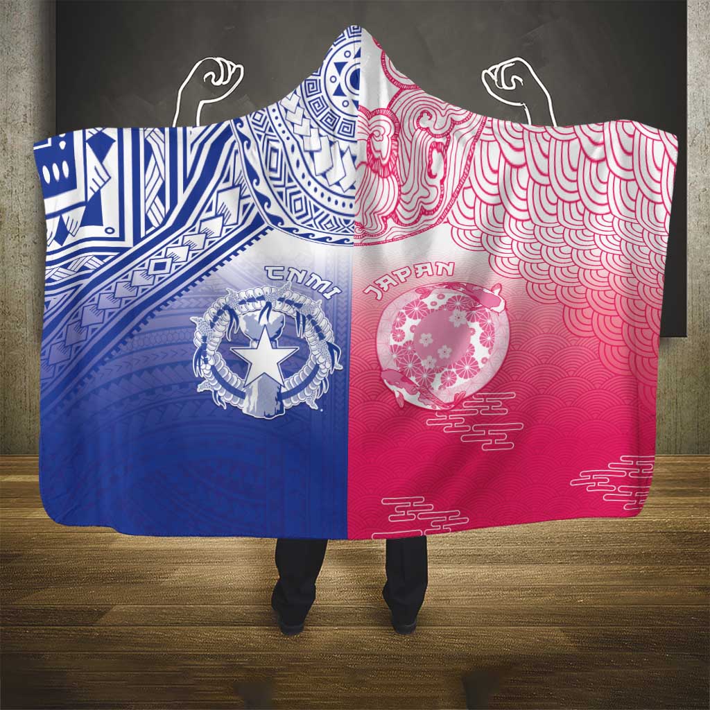 Northern Mariana Islands And Japan Together Hooded Blanket