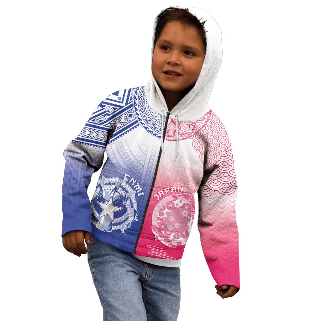 Custom Northern Mariana Islands And Japan Together Kid Hoodie