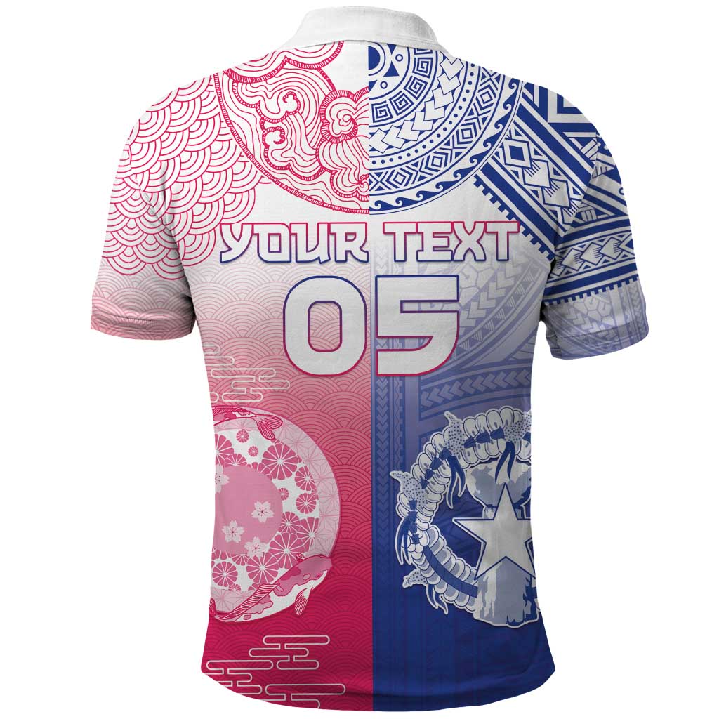 Custom Northern Mariana Islands And Japan Together Polo Shirt
