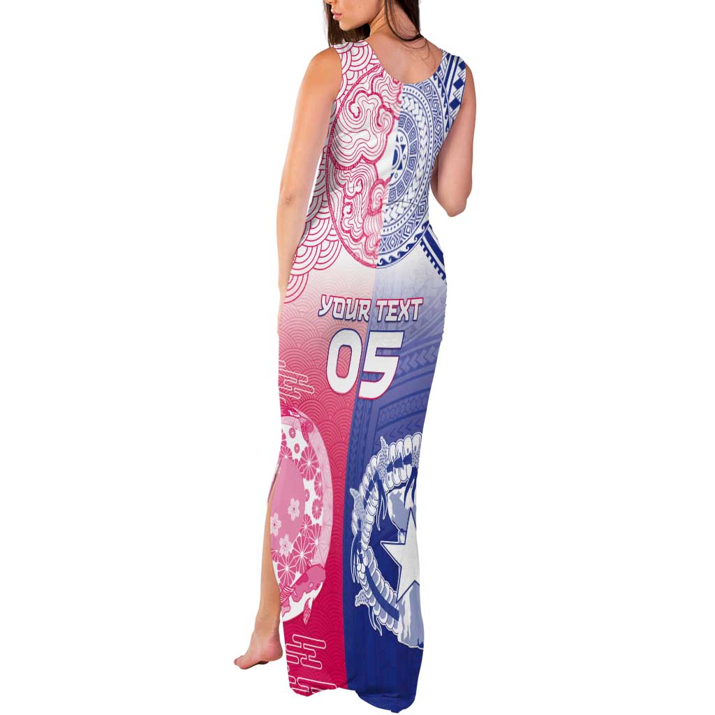 Custom Northern Mariana Islands And Japan Together Tank Maxi Dress