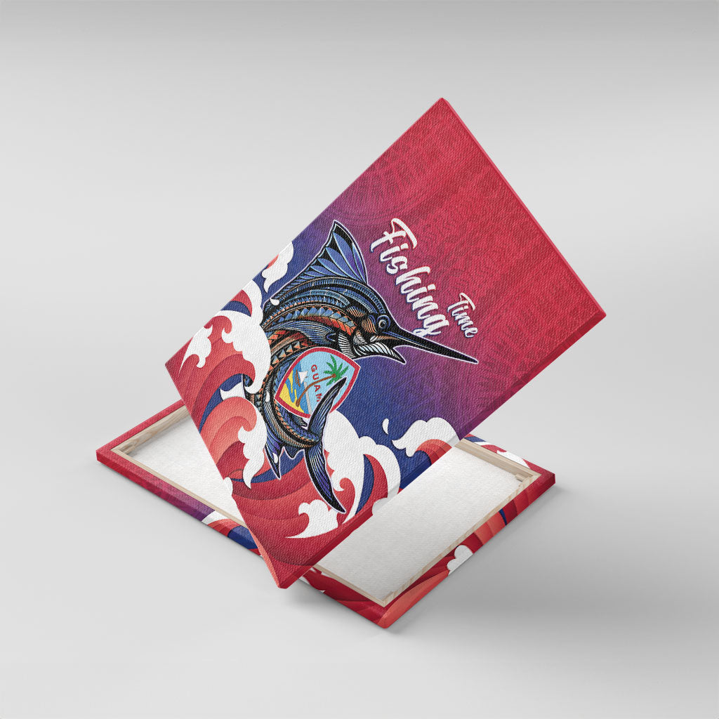Guam Blue Marlin Fishing Canvas Wall Art Polynesian Style LT05 With Frame Red - Polynesian Pride
