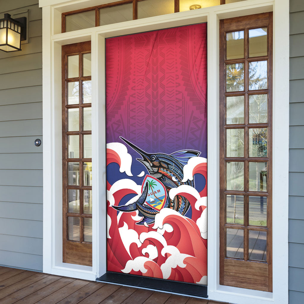 Guam Blue Marlin Fishing Door Cover Polynesian Style